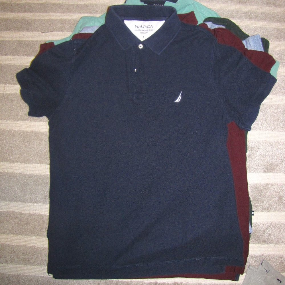 Navy Nautica Performance Deck Shirt Large